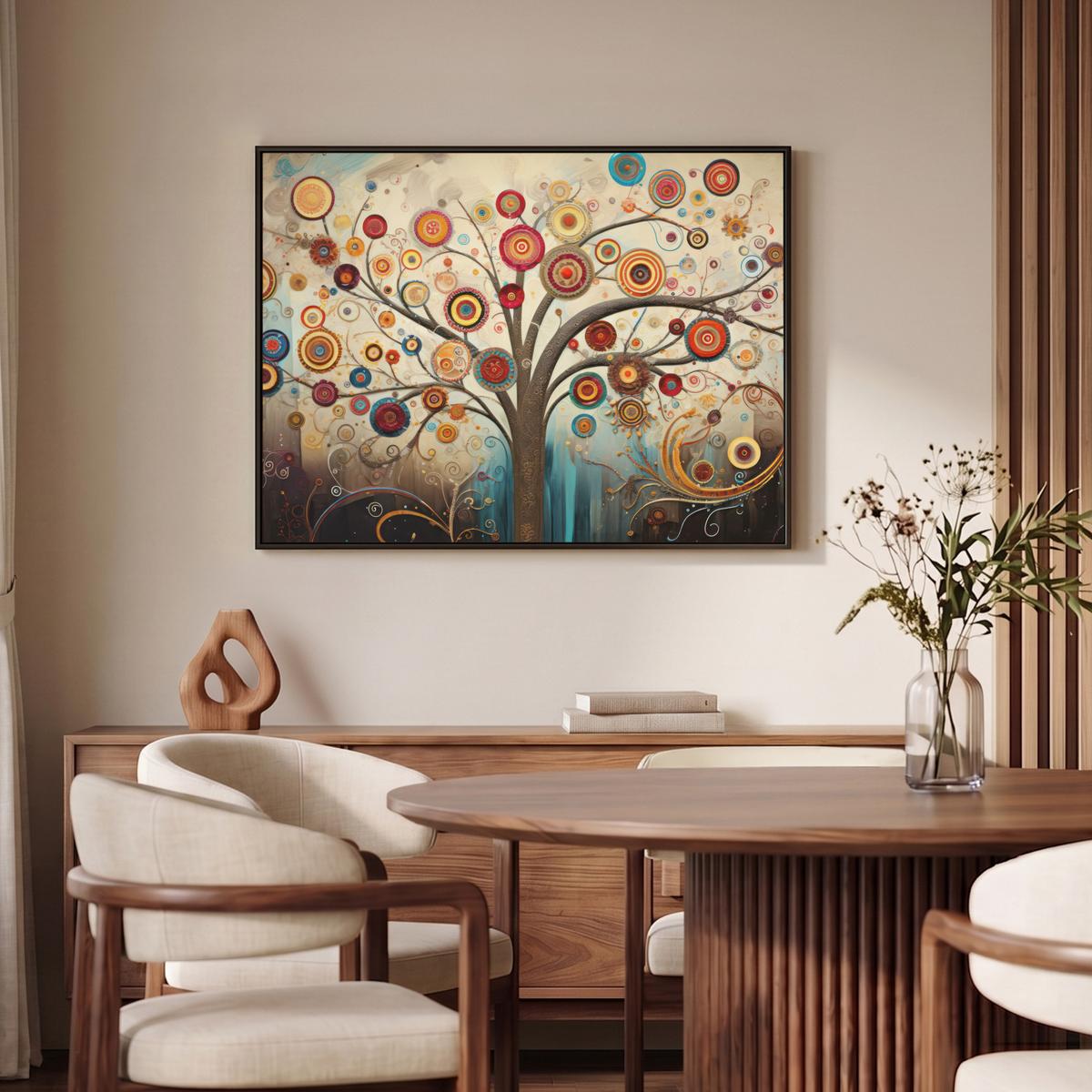 LEINWAND Bilder mit Rahmen - Baum - Baum des Lebens - Farbe - 100x70 - Braun, Textil (100/70cm) - MuchoWow