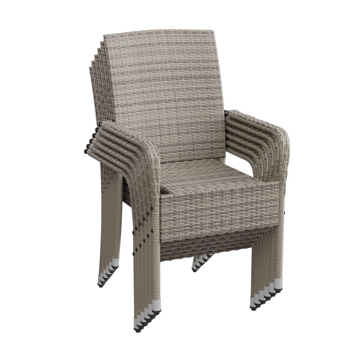 GARTENSTÜHLE Yoro 6er-Set - Grau, Kunststoff (50/90/50cm) - Juskys