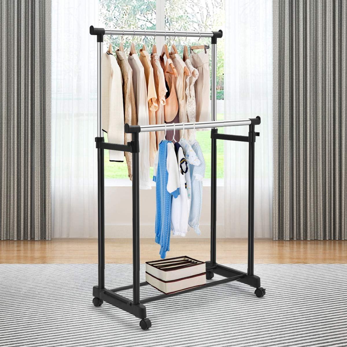 KLEIDERSTÄNDER 168cm Schwarz - Schwarz, Metall (86/168/43cm) - COSTWAY