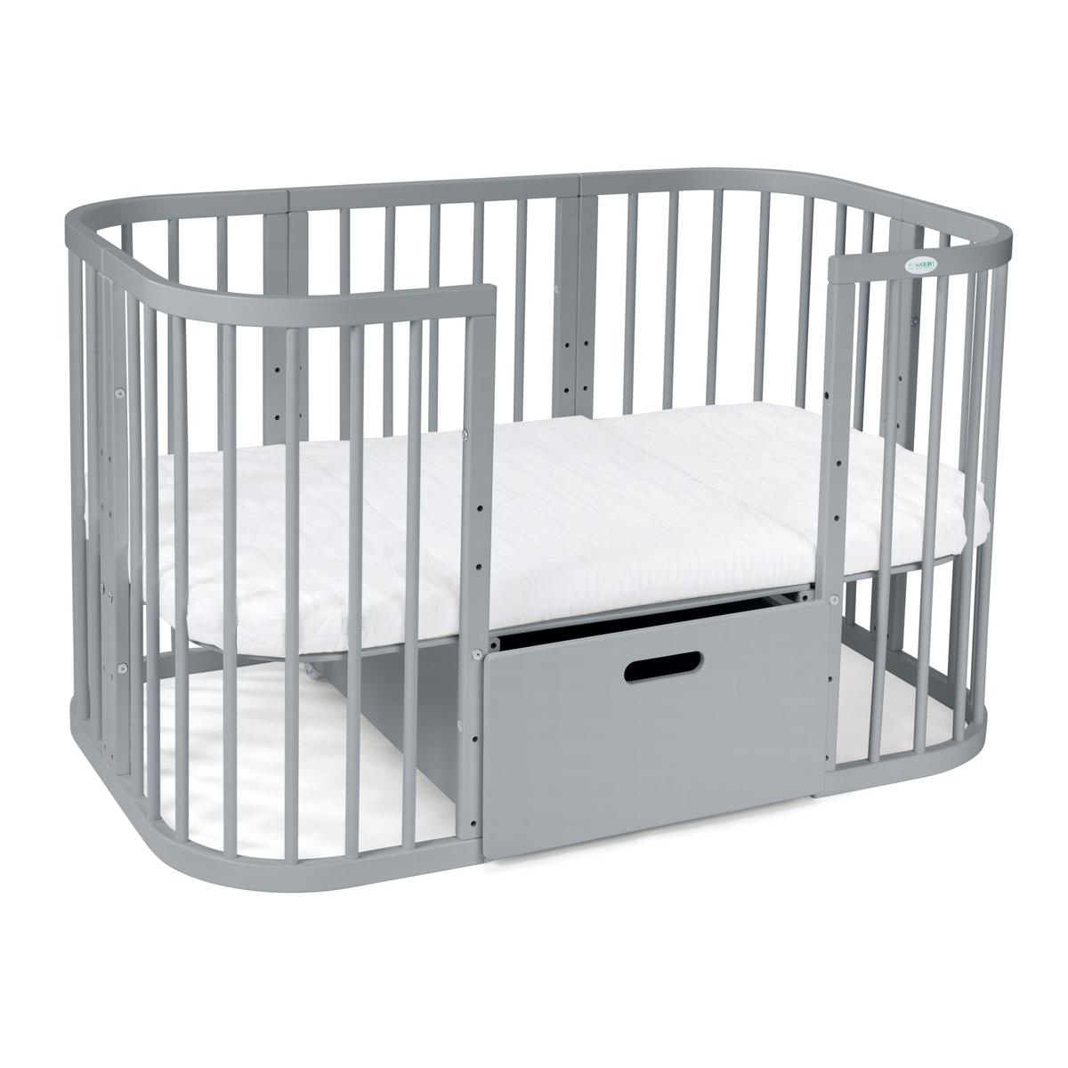 BABY Bett-Schublade - Grau, Holz - waldin