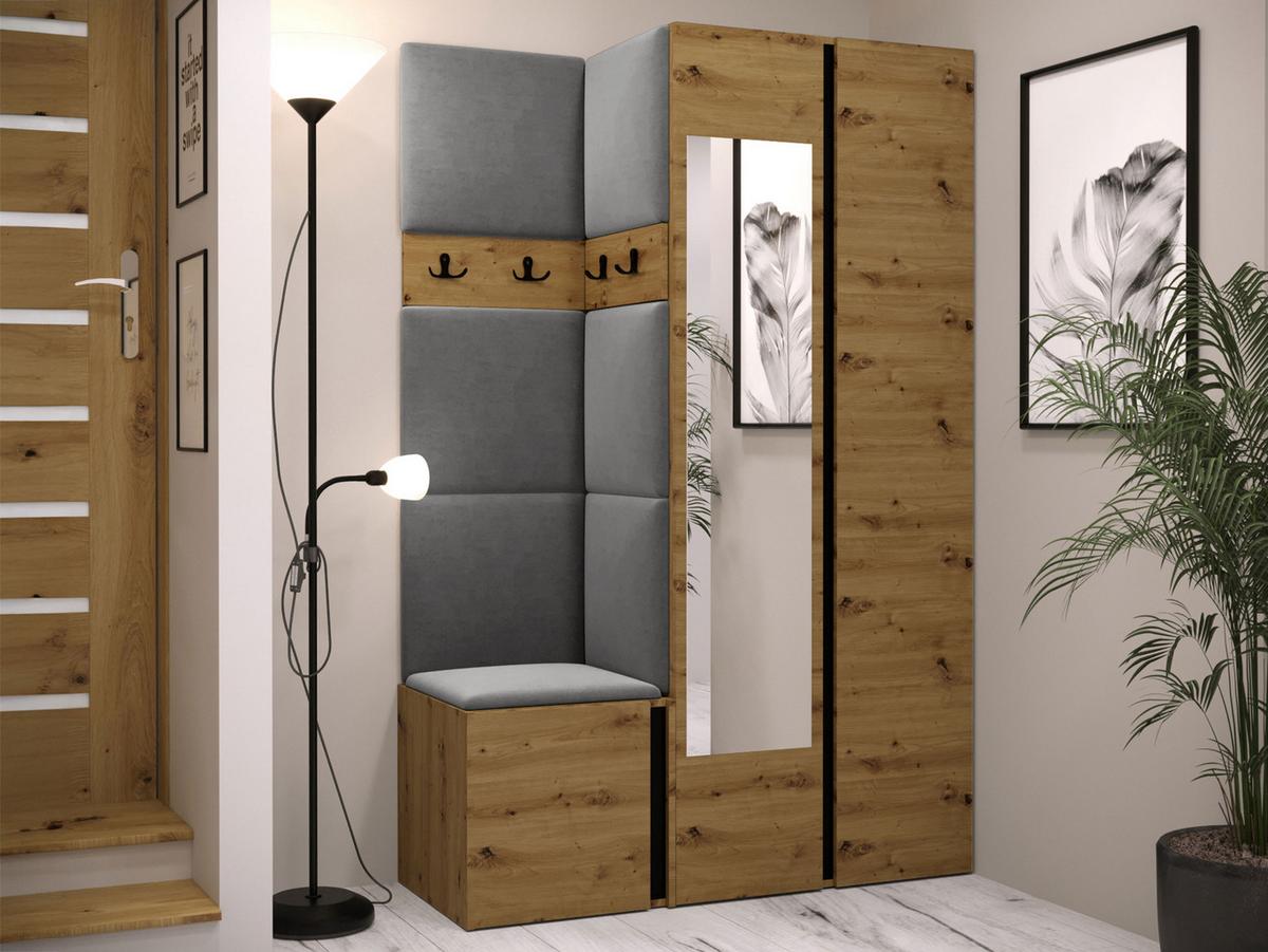GARDEROBEN-SET Orion XXVI - Eiche Artisan/Grau, Holzwerkstoff/Kunststoff (116/186/46cm) - MIRJAN24