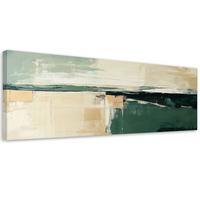 LEINWANDBILD Abstrakter Grün Beige Gold Loft 150x50cm - Grün, Textil (150/50cm) - Feeby