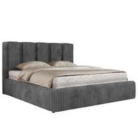 POLSTERBETT SAVINO CLASSIC 140/200 - Grau Cord - Multipocket-Matratze - Grau, Textil (140/200cm) - MKS