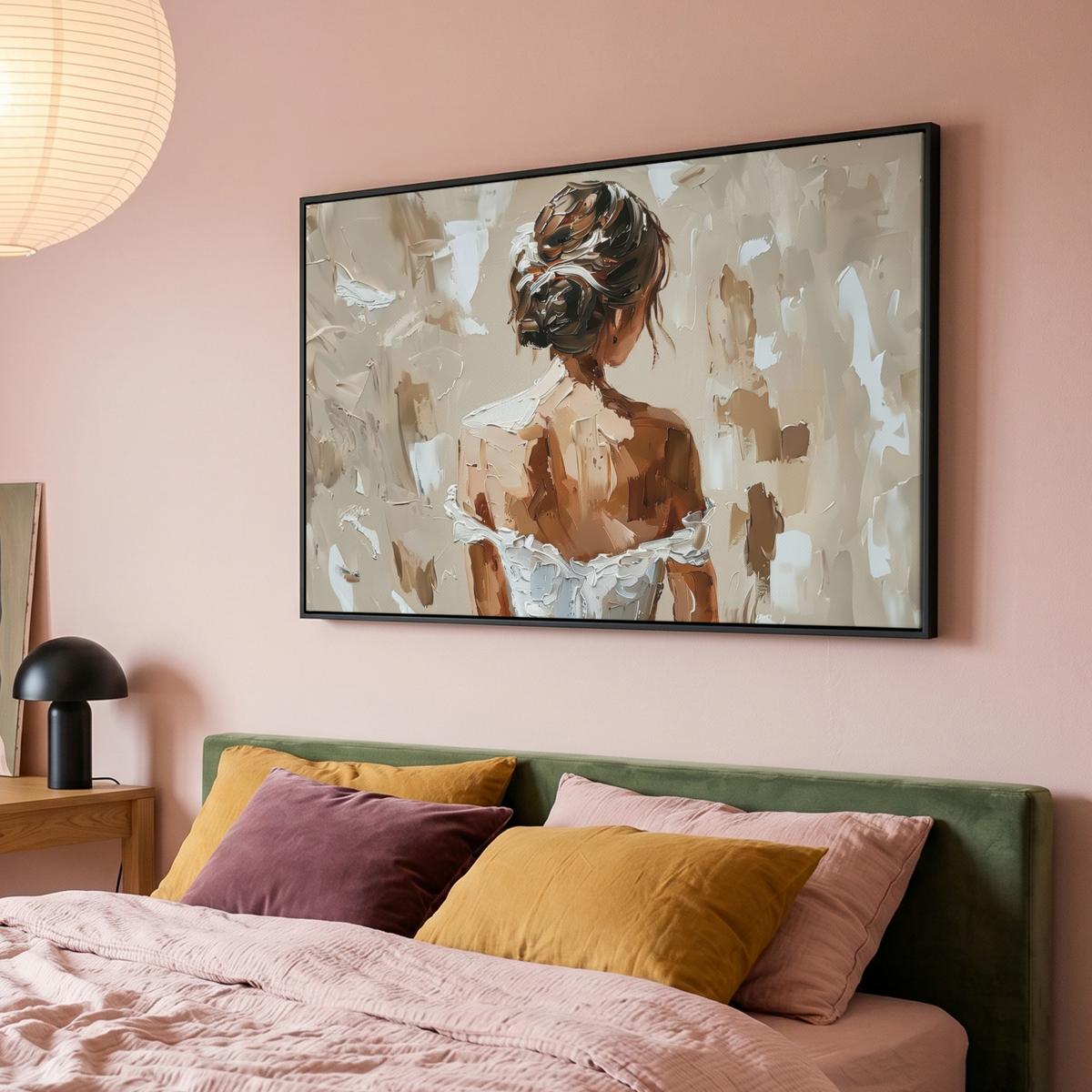 LEINWAND Bilder mit Rahmen - Frau - Farbe - Abstrakt - Beige - Modern - 120x80 - Sandfarben, Textil (120/80cm) - MuchoWow