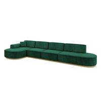 ECKSOFA Ottomane Links MARI-L3-v2 - 413x171x83 cm Grün Velours - Grün, Holzwerkstoff/Textil (413/171cm) - ALTDECOR