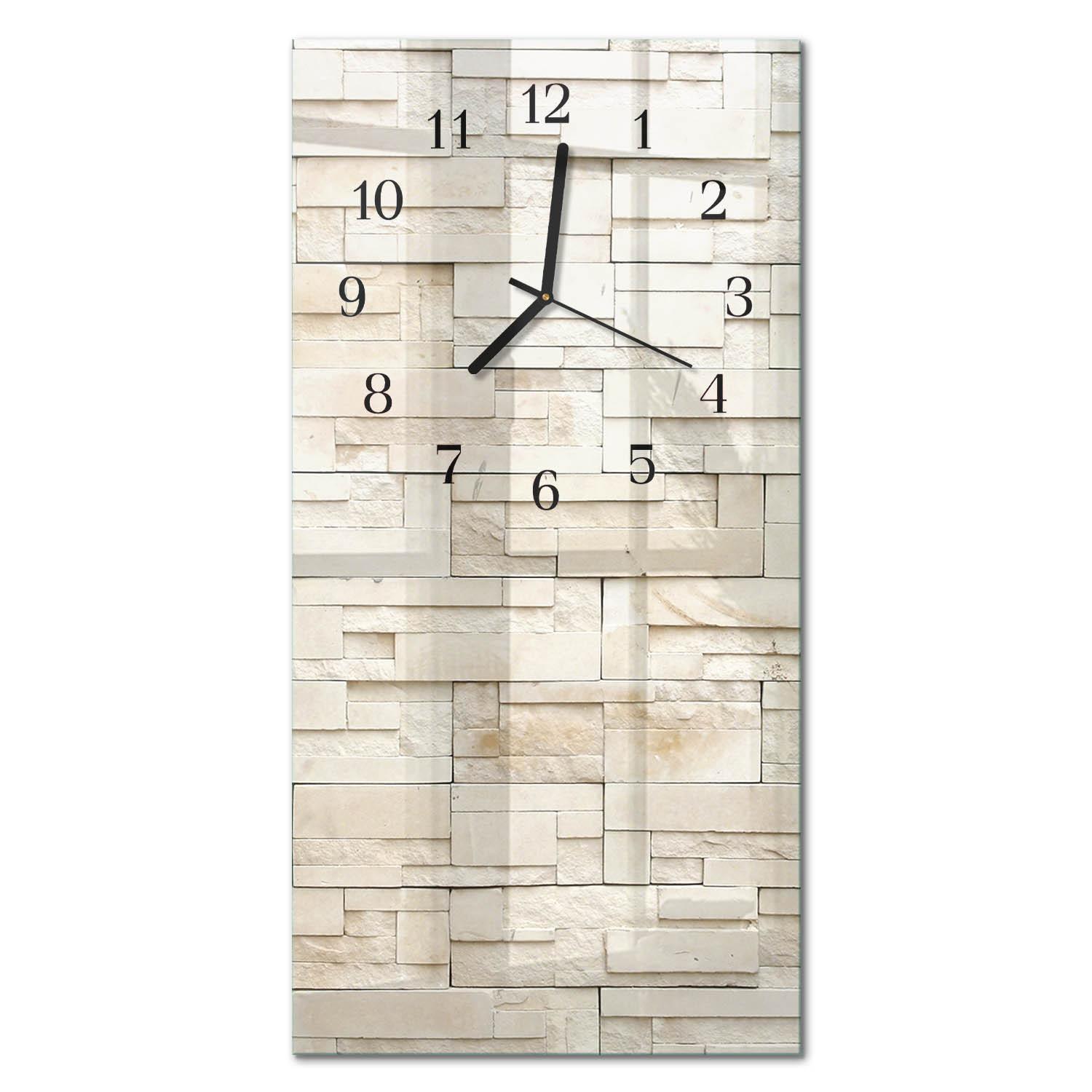 WANDUHR aus Glas 30x60 cm - Steinmauer - Braun, Glas (30/60/0.4cm) - TULUP