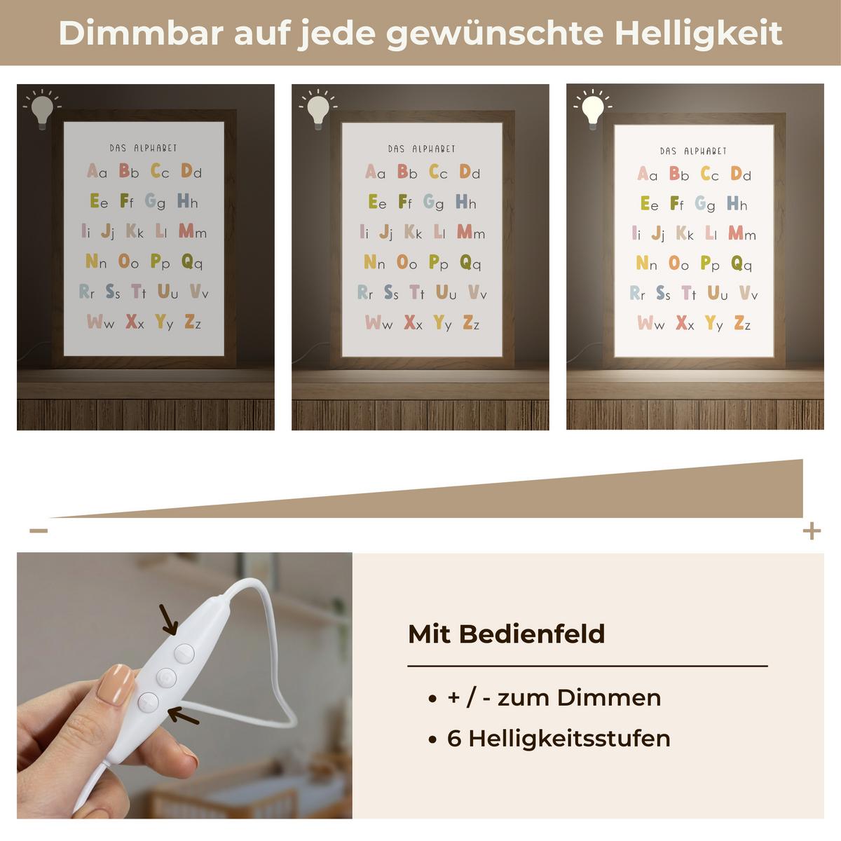 NACHTTISCHLAMPE Pädagogisch - Alphabet lernen - Farbenfroh - Weiß - Buchstaben 20x30 cm - Weiß, Holzwerkstoff (8/20/30cm) - OnlyWow