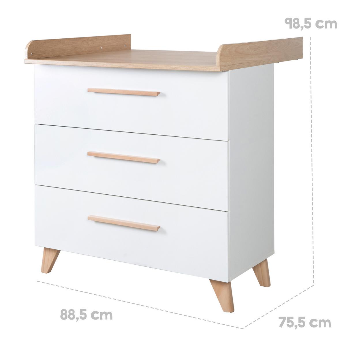 BABYZIMMER Leon 3-teilig III - Weiß, Holz (1/1/1cm) - Roba