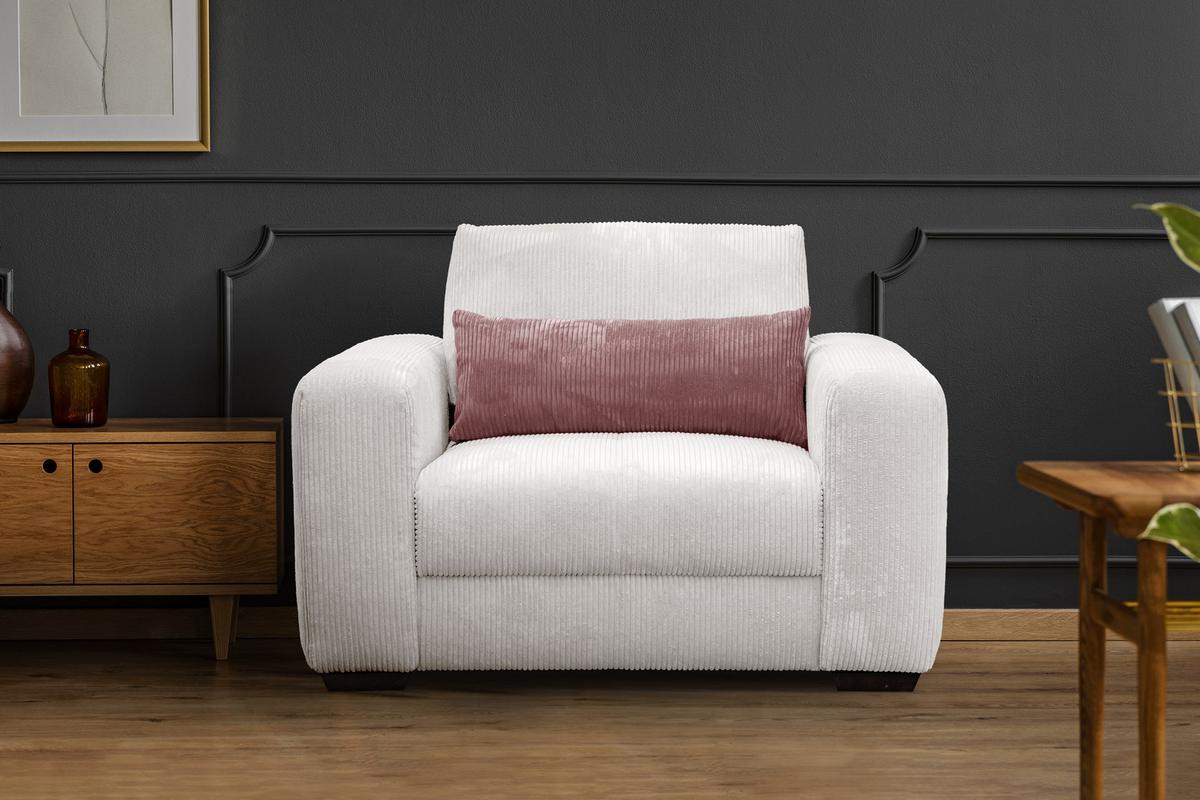 SESSEL OLI in Cordstoff perlweiß - Weiß, Holz/Textil (130/91/108cm) - Wozimo
