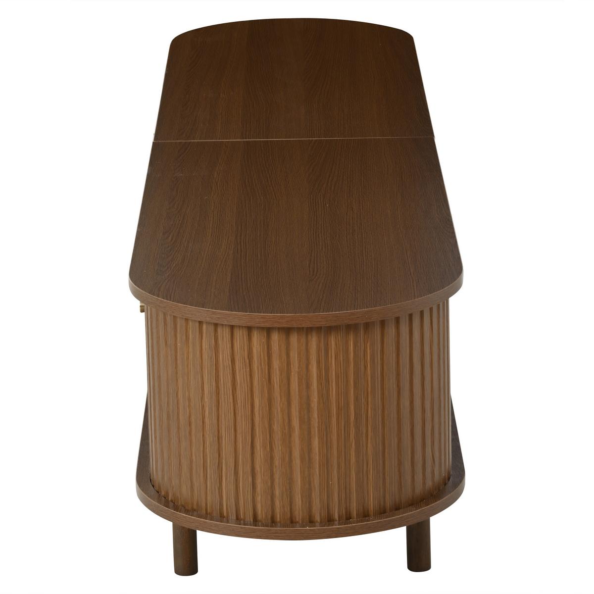 TV LOWBOARD walnuss rattan oval 180cm retro - Walnussfarben, Holzwerkstoff (180/40/40cm) - Urban Meuble
