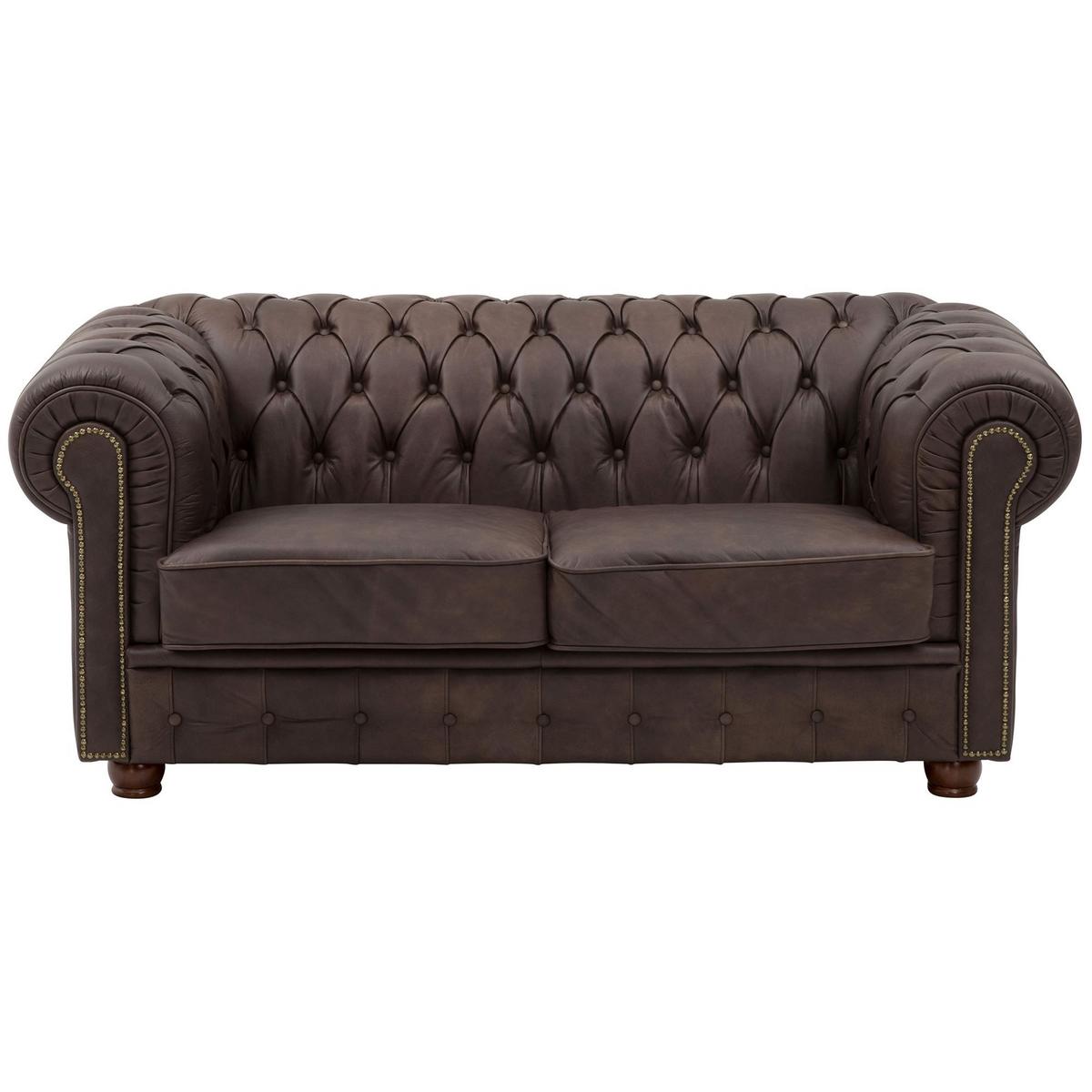 SOFA 2-Sitzer Kath Echtleder (Antikoptik) braun - Braun, Leder (174/74/98cm) - 58aufmkessel