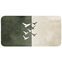 BADEMATTE Japandi - Vogel - Grün 120x60 cm - Olivgrün, Textil (120/60cm) - OnlyWow