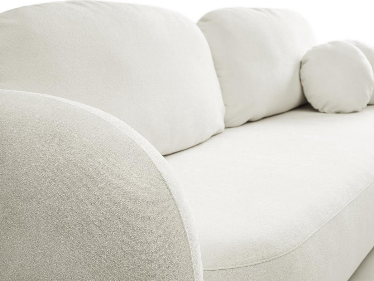 BETTSOFA AMICO Creme Bucle-Stoff mit Schlaffunktion - Creme, Holz (238/86.5/101cm) - MASSENO