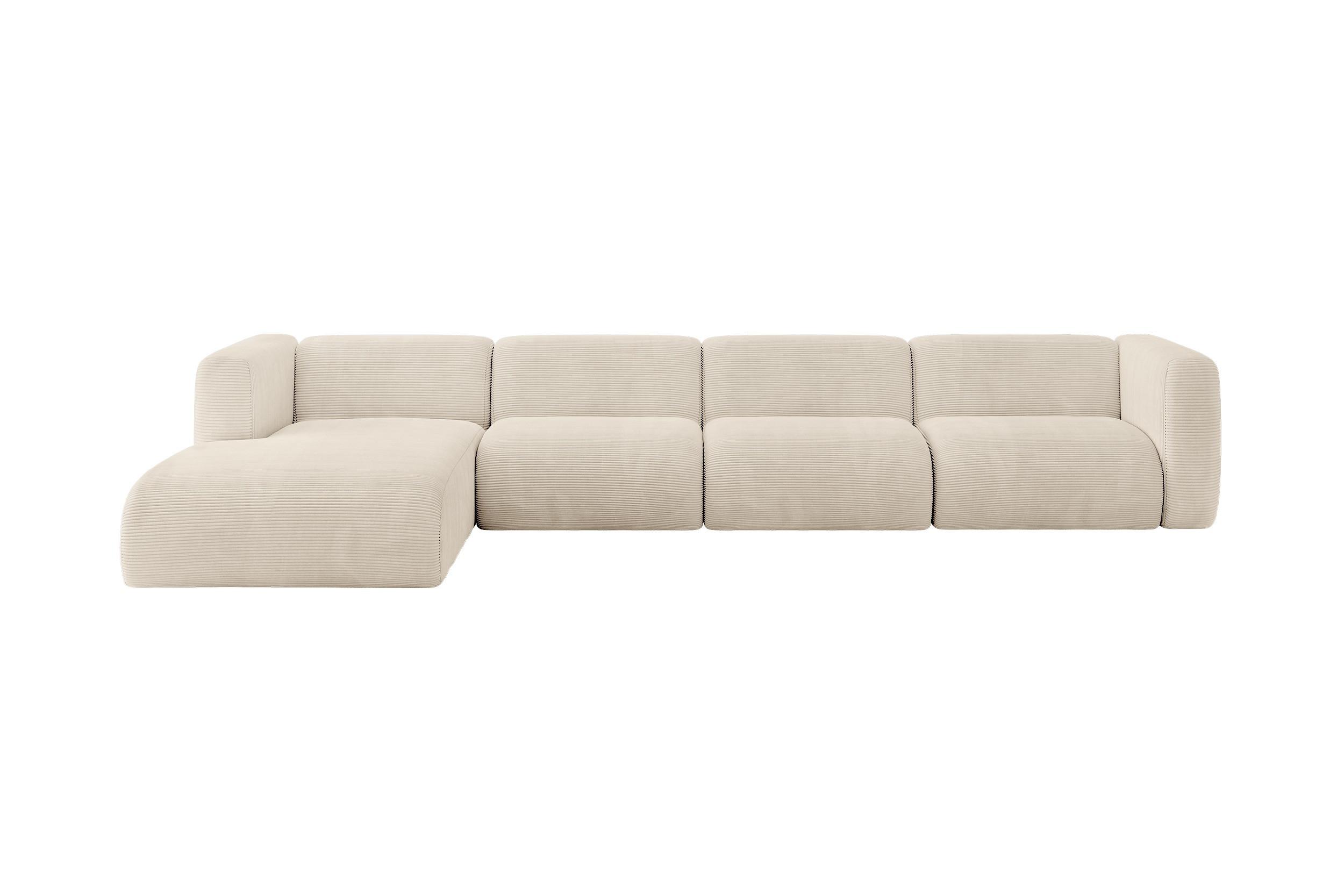 ECKSOFA Ottomane Links MIRA-L3 409x179x70 Beige Cord - Sandfarben/Beige, Holzwerkstoff/Kunststoff (409/179cm) - ALTDECOR