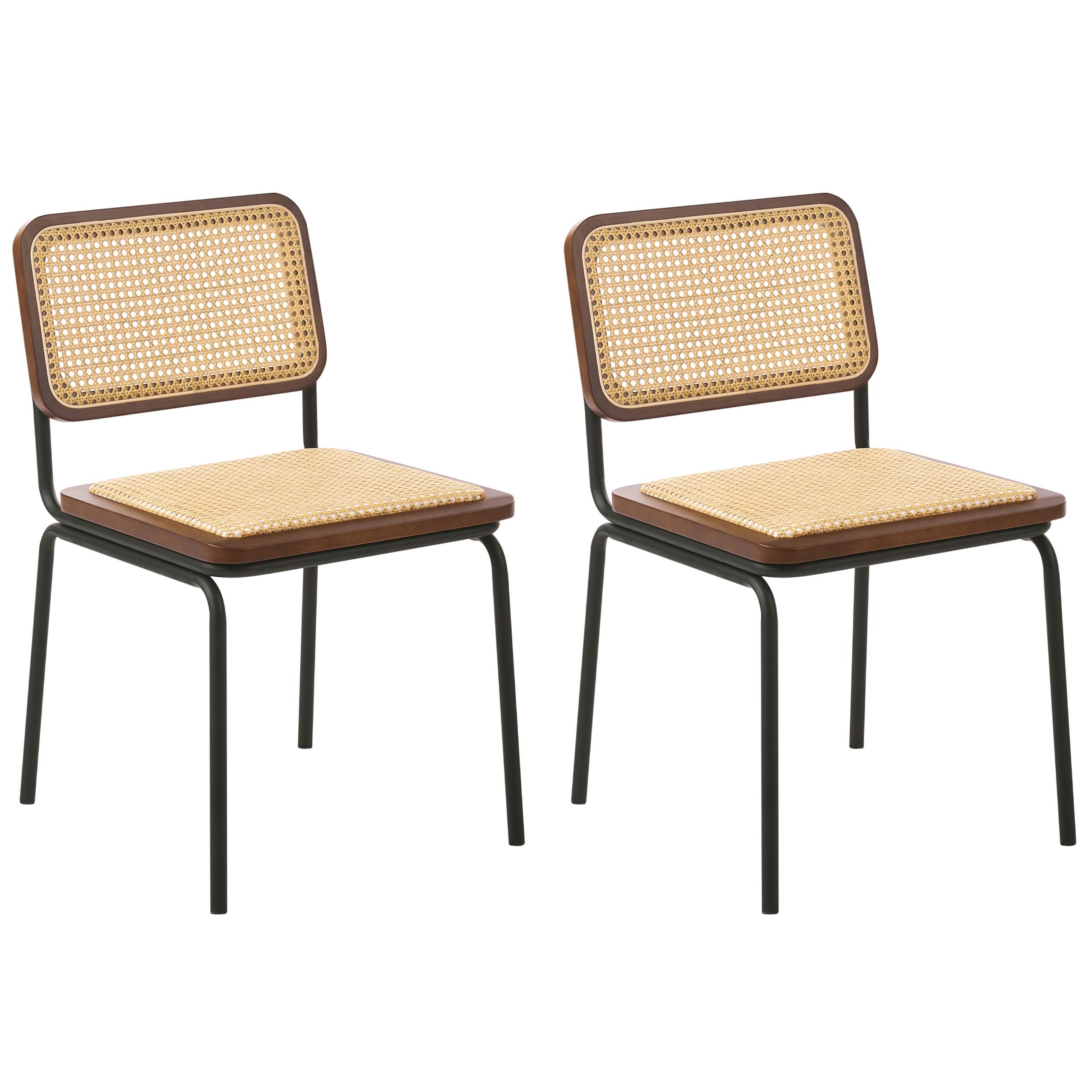ESSZIMMERSTUHL 2er-Set Polyrattan Braun Corvallis - Braun, Kunststoff (48/83/58cm) - Beliani
