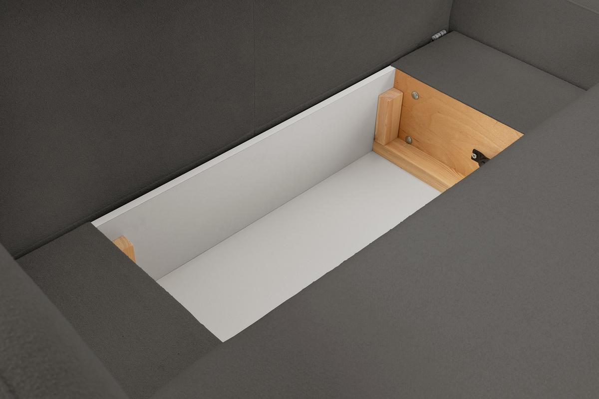 ECKSOFA AMICO R-S Grau Geflochtener Stoff mit Schlaffunktion - Grau, Holz (248/174cm) - MASSENO