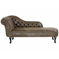CHAISELONGUE Kunstwildleder braun linksseitig Nimes - Schwarz/Braun, Kunststoff (170/79/61cm) - Beliani