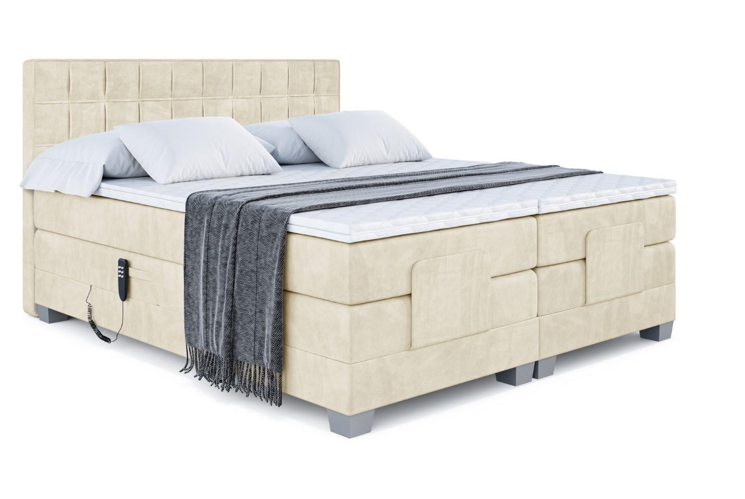 BOXSPRINGBETT elektrisch verstellbar mit 2 Matratzen H4/Taschenfederung OSTO EL 160 x 200 Beige - Beige, Holzwerkstoff (167/200cm) - ALTDECOR