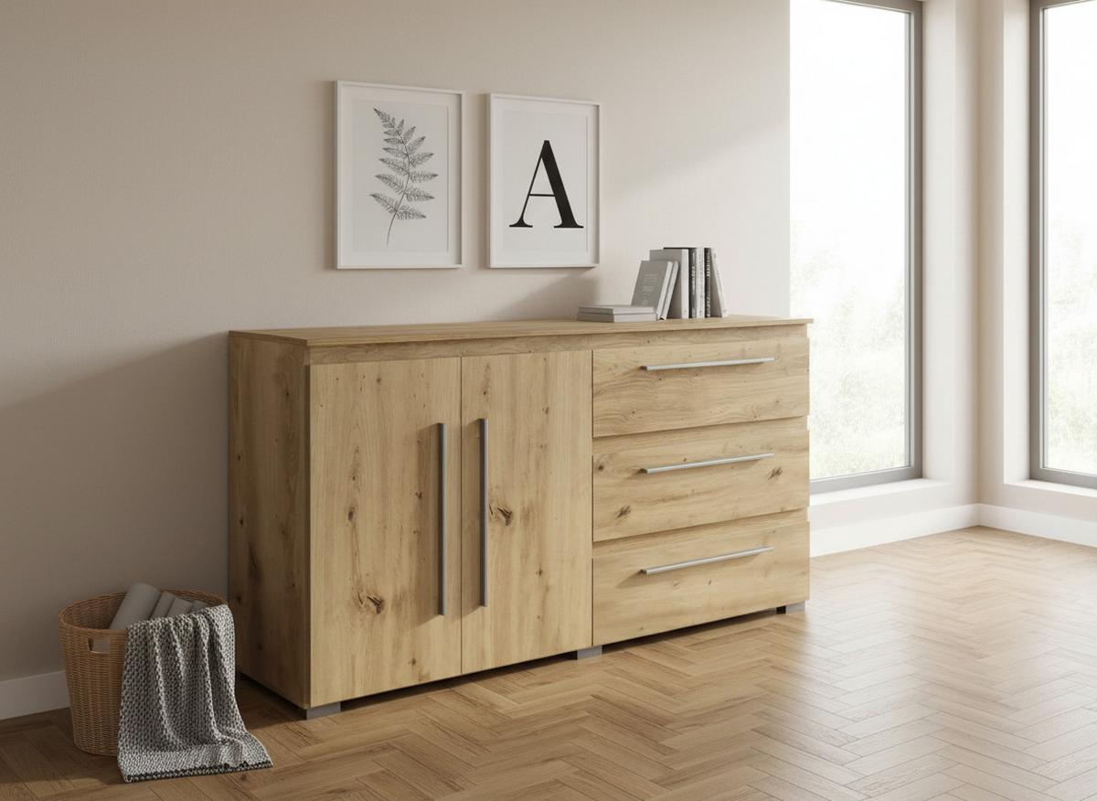 SIDEBOARD Bali Kommode Artisan Oak - Silberfarben/Eiche Artisan, Holzwerkstoff/Kunststoff (169/92/50cm) - arthur berndt