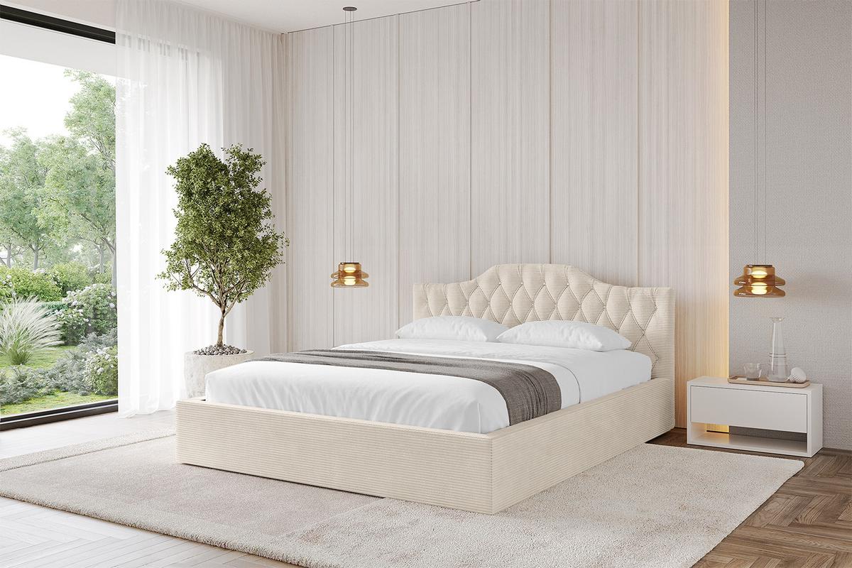 POLSTERBETT mit Bettkasten und Lattenrost, Bett mit Matratze H3/H4 - FALIO-V1 120x200 Beige - Creme, Holzwerkstoff/Textil (120/200cm) - ALTDECOR