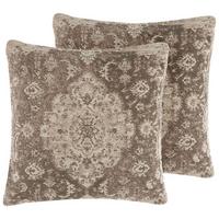 DEKOKISSEN 2er-Set Hellbraun 45/45 cm Mimisal - Hellbraun, Naturmaterialien/Textil (45/45cm) - Beliani