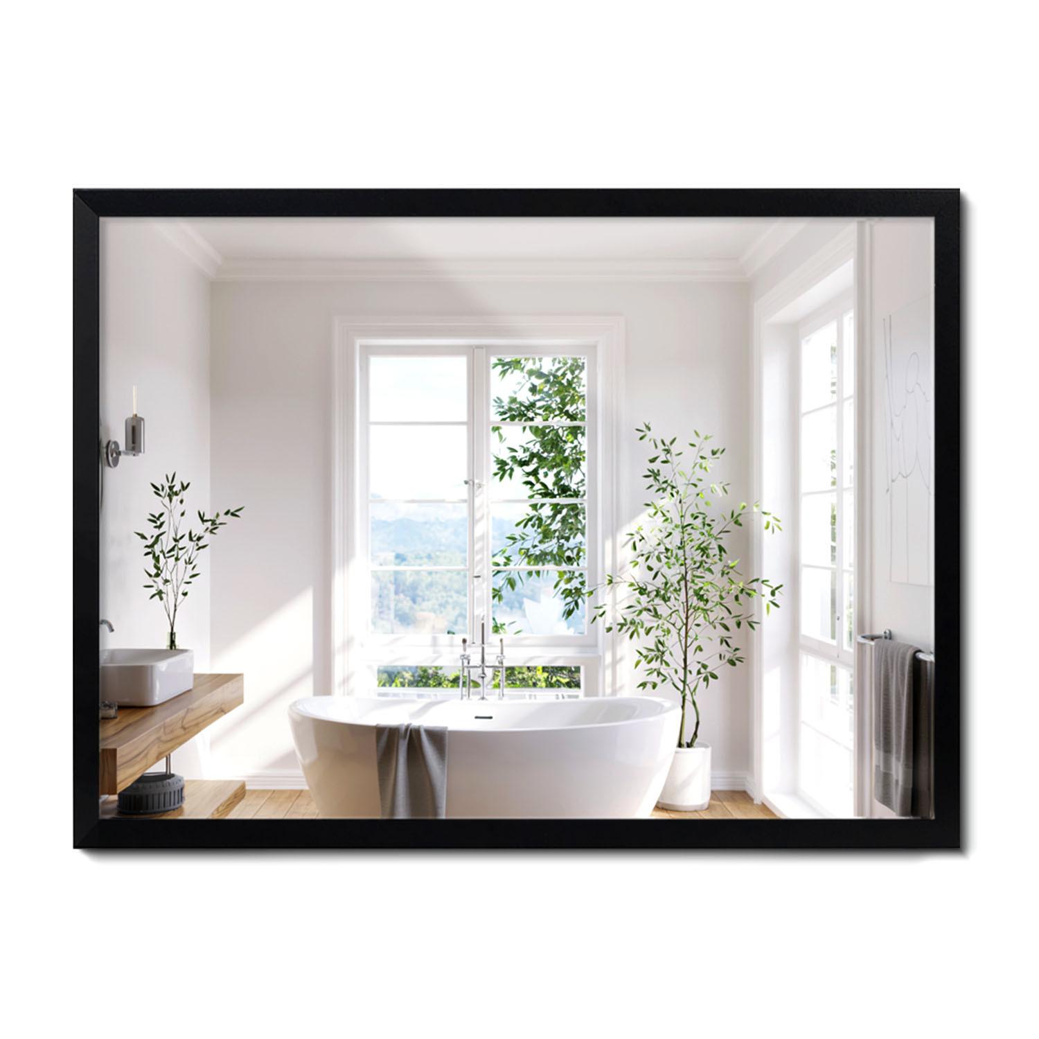 SPIEGEL 80x60cm Schwarzer Rahmen - Schwarz, Glas (80/60/0.4cm) - Wallfluent