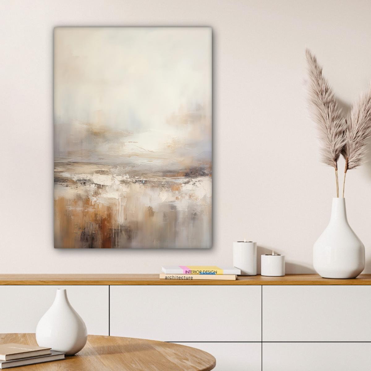 LEINWANDBILD Kunst - Industriell - Grau - Braun - Abstrakt Wandbild Wohnzimmer 60x80 cm - Sandfarben, Textil (60/80cm) - MuchoWow