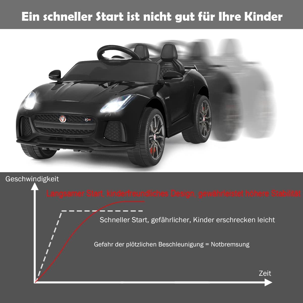 KINDERAUTO Jaguar 12V Elektro Schwarz - Schwarz, Kunststoff (66/107.5/50cm) - COSTWAY