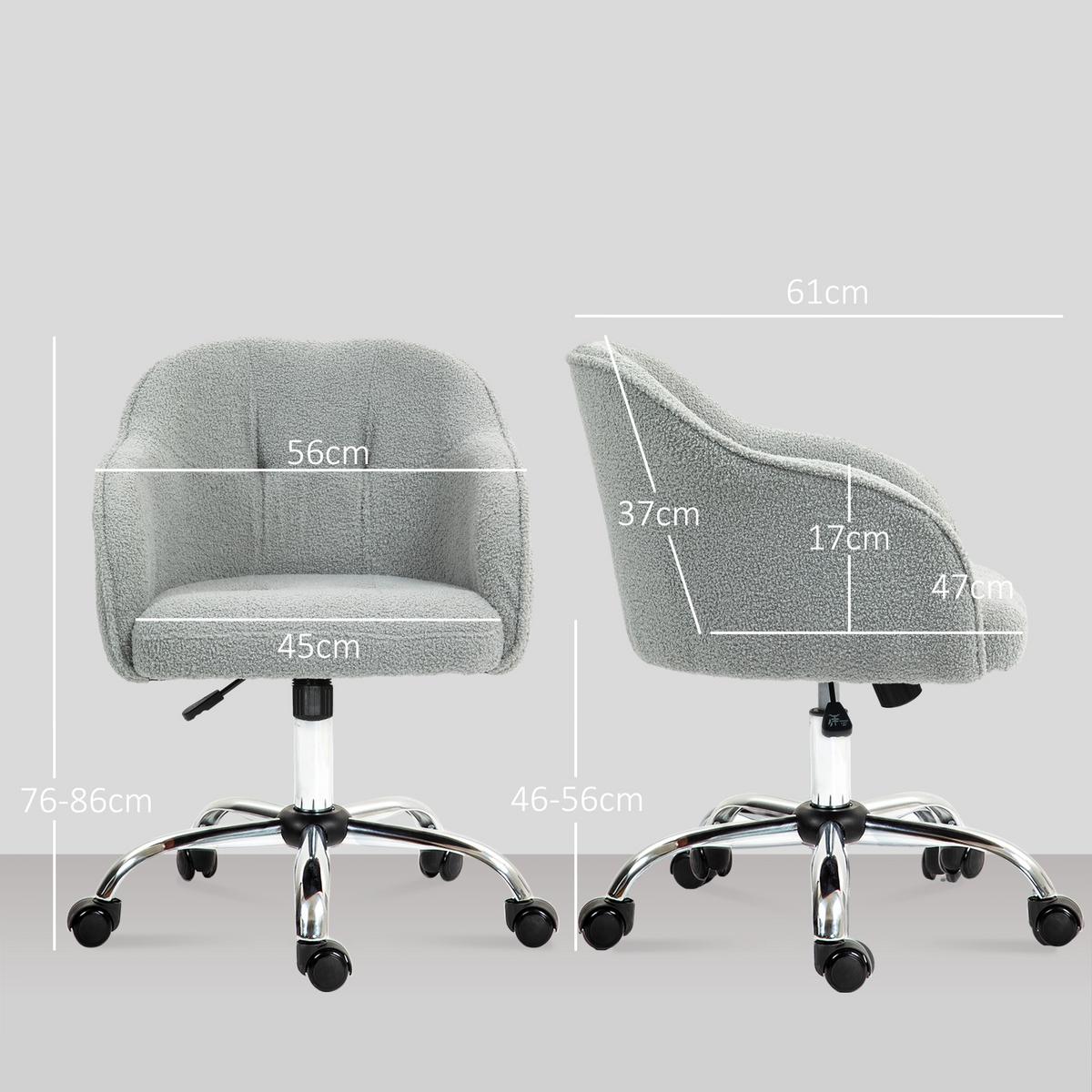 BÜROSTUHL Polyester Kunstleder Grau - Grau, Kunststoff (61/86/56cm) - HOMCOM