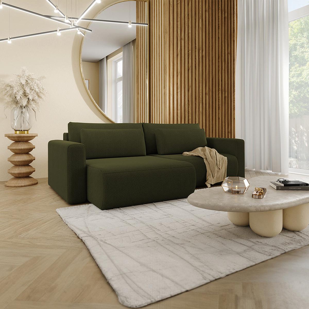 ECKSOFA Evy 3 Sitzplätze Grün - Grün, Holz (240/149cm) - Petits-meubles