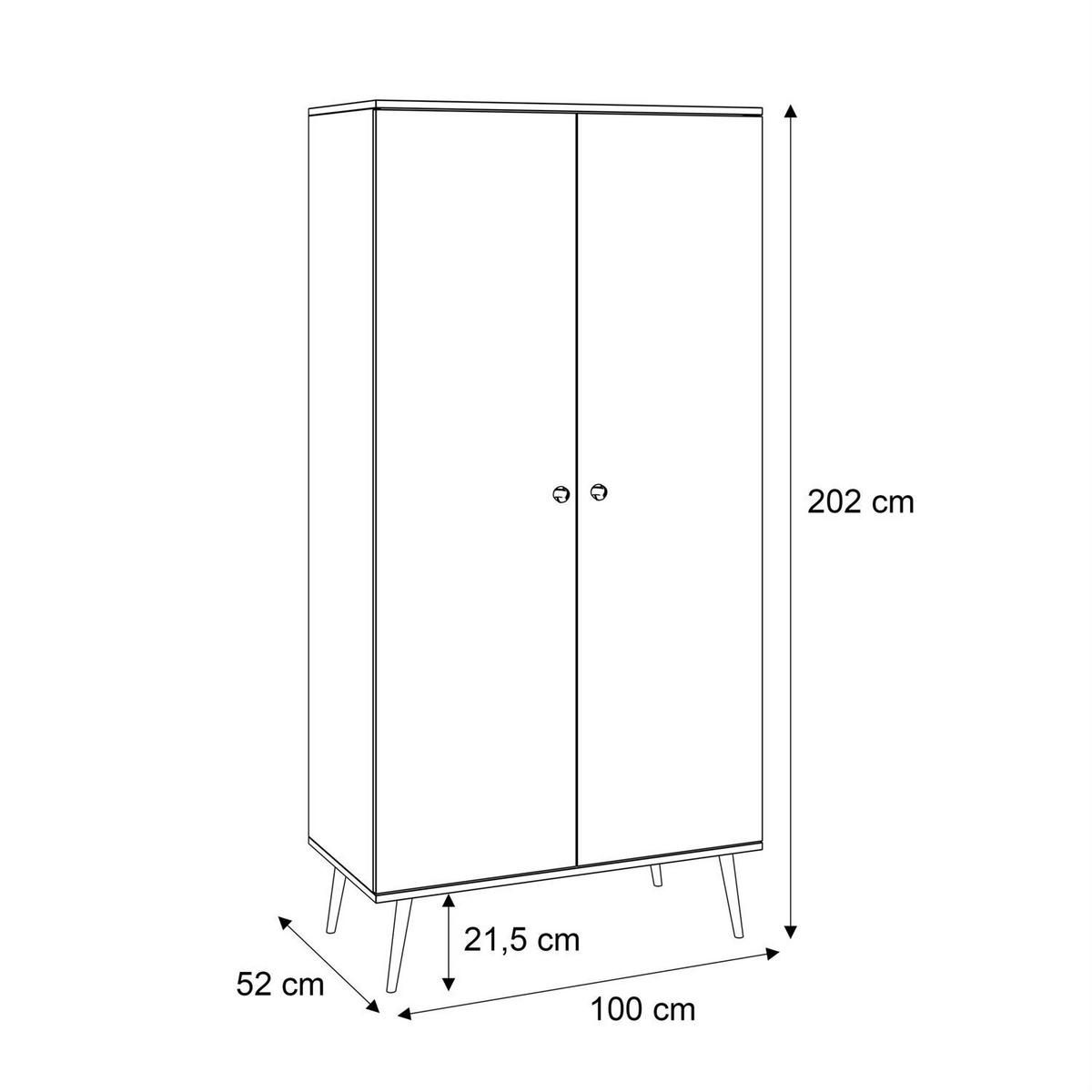 KLEIDERSCHRANK Zweitüriger HARMONY Weiß - Weiß, Holzwerkstoff (100/202/52cm) - Lookway