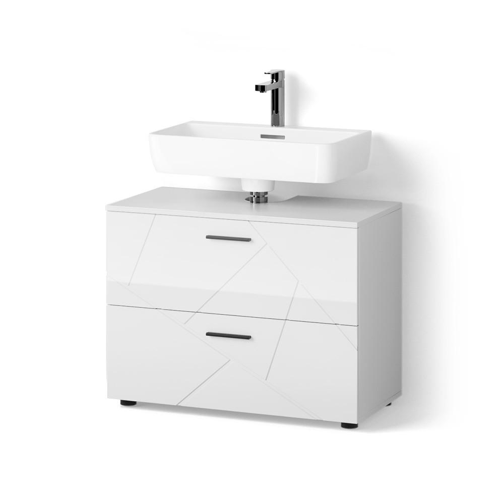 WASCHBECKENUNTERSCHRANK Ronco Weiß Hochglanz 80 x 58.6 cm - Weiß Hochglanz, Holzwerkstoff (80/58.6/41cm) - Livinity®