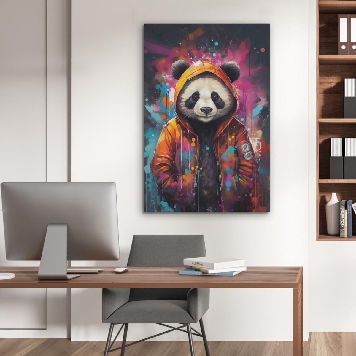 AKUSTIKBILD Panda - Jacke - Graffiti - Orange Wanddeko 60x90 cm - Orange, Kunststoff (60/90/0.9cm) - MuchoWow