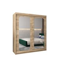 SCHWEBETÜRENSCHRANK 200/180/62 2-türig - Silberfarben/Sonoma Eiche, Holz/Kunststoff (180/200/62cm) - MÖBEL KRYSPOL