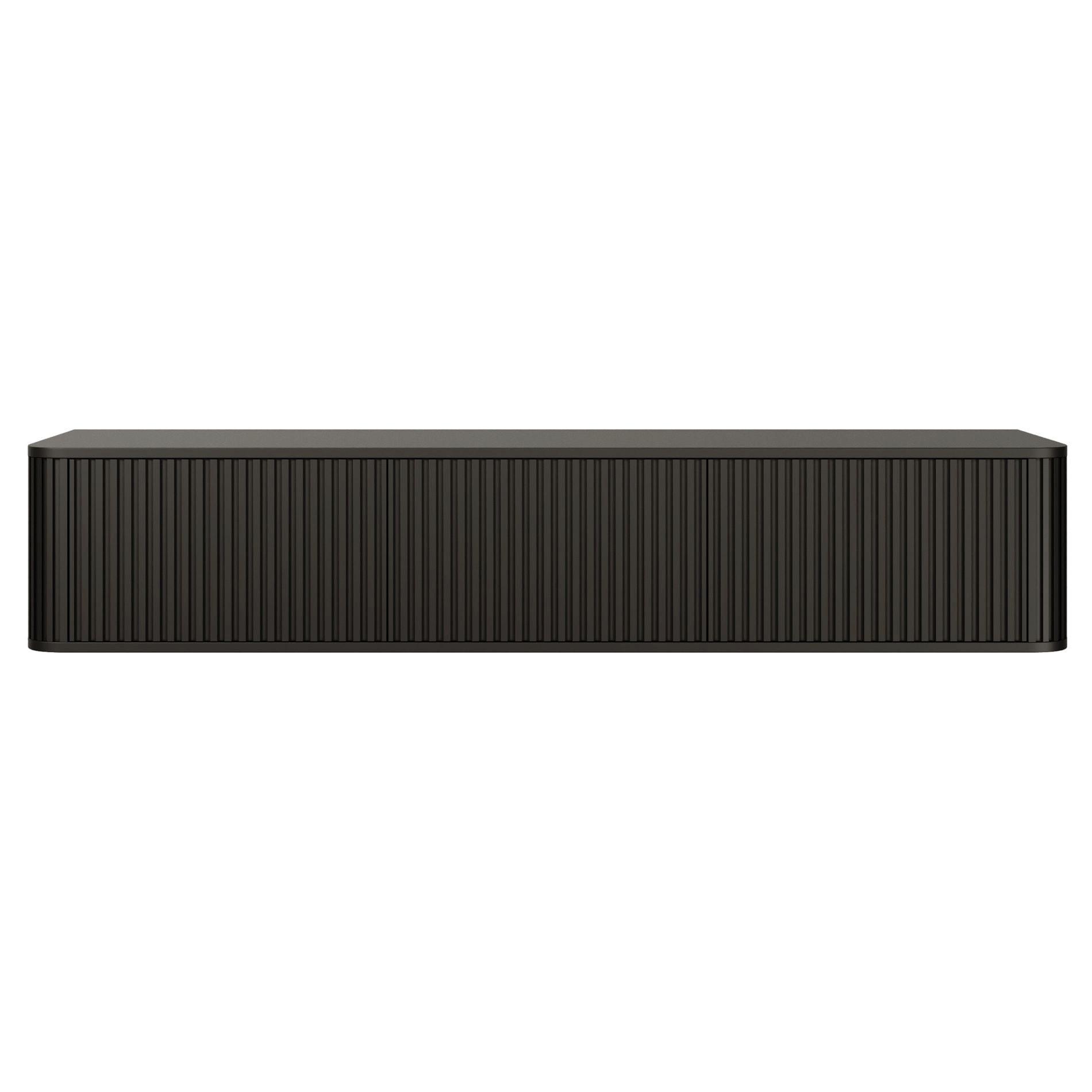 TV-HÄNGEBOARD Ovarlo Schwarz mit geriffelten Fronten 163 cm - Schwarz, Holzwerkstoff (163.2/31.2/38cm) - Selsey