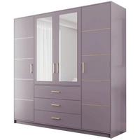 DREHTÜRENSCHRANK Bali 4-Türen, mit 3 Schubladen und Spiegel, Rosa - Rosa, Holzwerkstoff (196/200/58cm) - Beautysofa