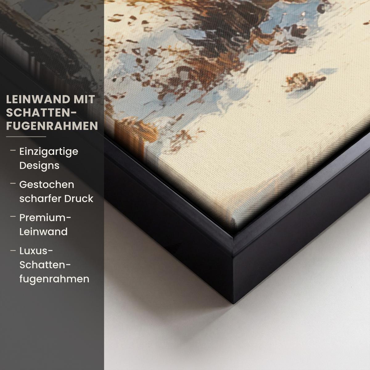 LEINWAND Bilder mit Rahmen - Winter - Schnee - Zuhause - Natur - 60x40 - Hellbraun, Textil (60/40cm) - MuchoWow