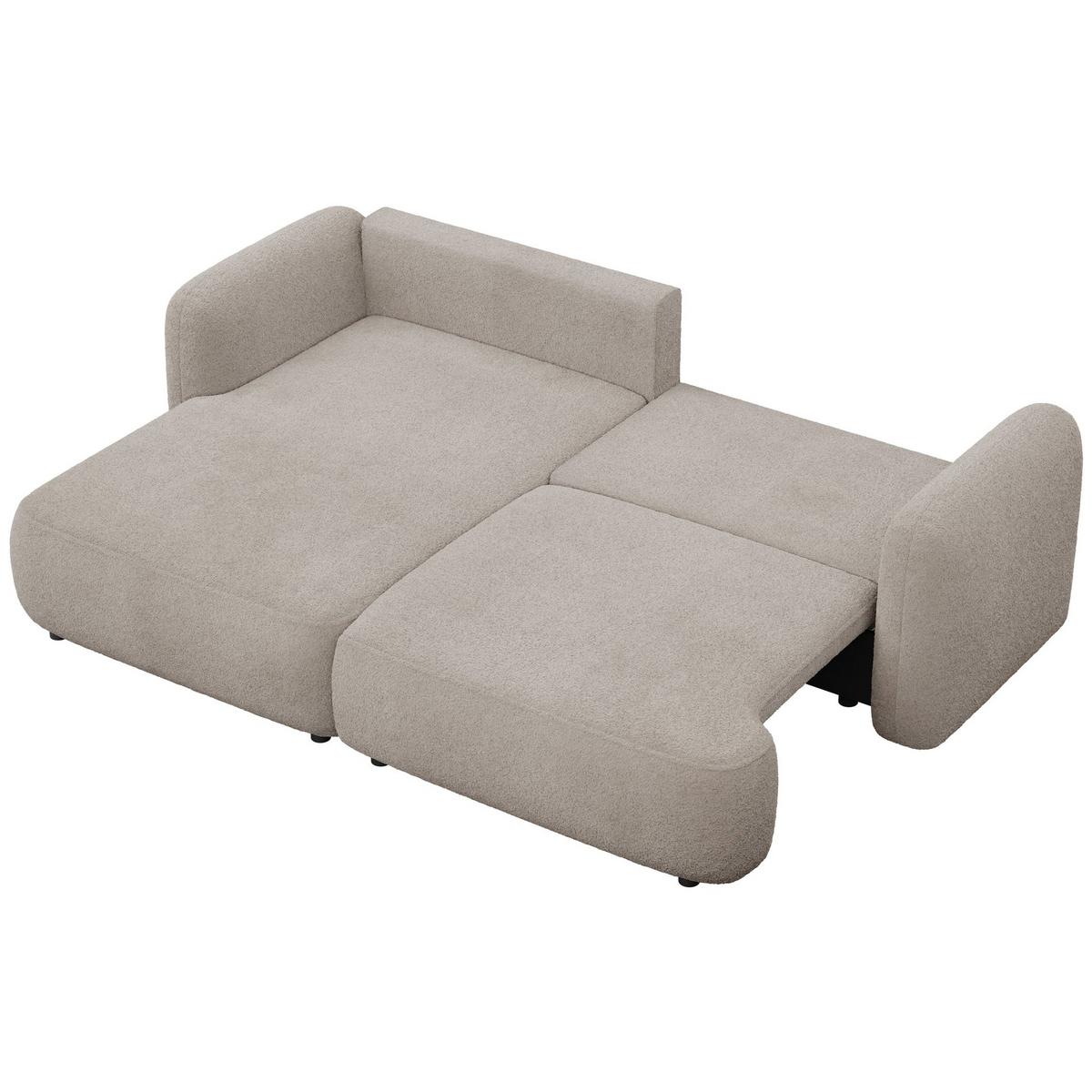 ECKSOFA Tvoya Beigegrau Bouclé - Taupe/Schwarz, Kunststoff/Textil (267/175cm) - Selsey