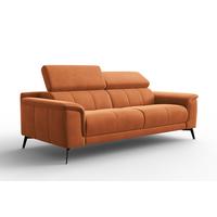 SOFA FIERO 3-Sitzer, Oranger Veloursstoff - Schwarz/Orange, Holz/Textil (212/82/103cm) - Courtois Laville