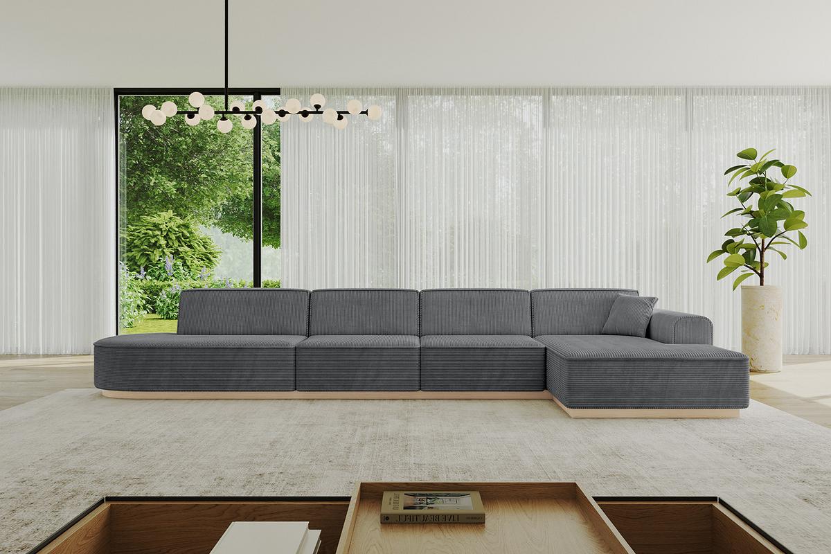 ECKSOFA Ottomane Rechts IREA-L3 - 412x165x80 cm Duneklgrau - Dunkelgrau, Holzwerkstoff/Textil (412/165cm) - ALTDECOR