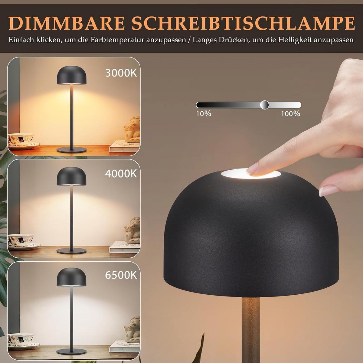 TISCHLAMPE Brilmarb 9/9/25 cm （2er-set） - Schwarz, Kunststoff/Metall (9/9/25cm) - ZMH