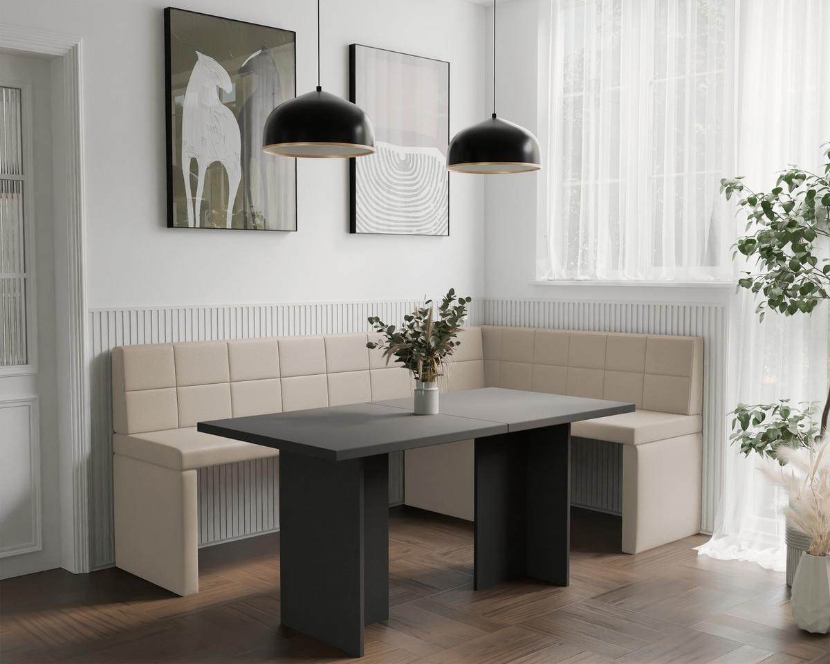 ECKBANK rechts MELVIN Kunstleder, 128/168 cm Beige - Beige, Holz/Kunststoff (128/168cm) - Idohome