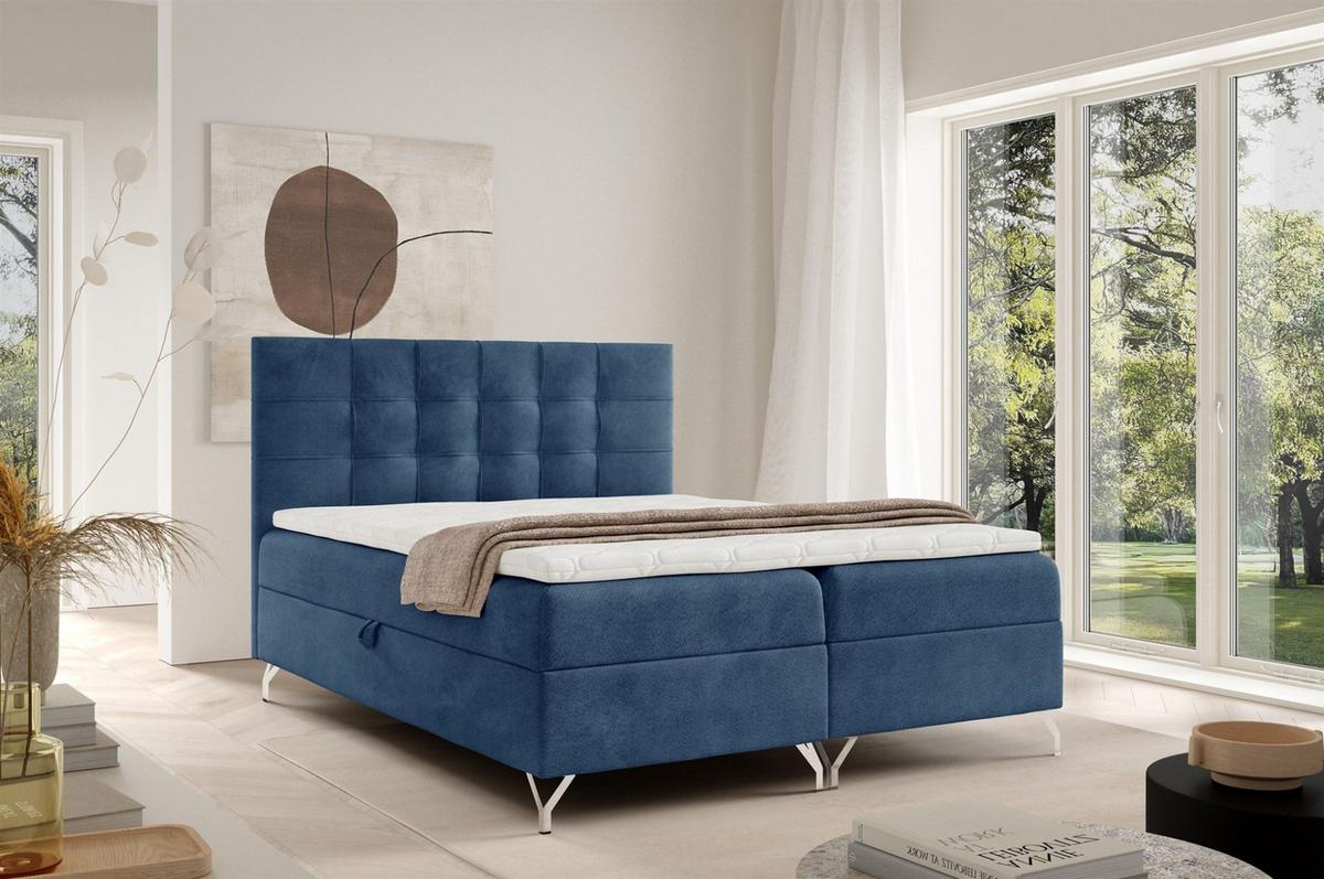 BOXBETT Candela - Blau, Holzwerkstoff/Textil (160/200cm) - Fun Möbel