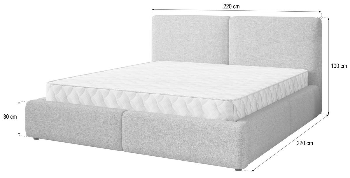 POLSTERBETT FELURO NV 200x200 cm mit Bettkästen - Blau - Blau, Holz/Textil - MASSENO