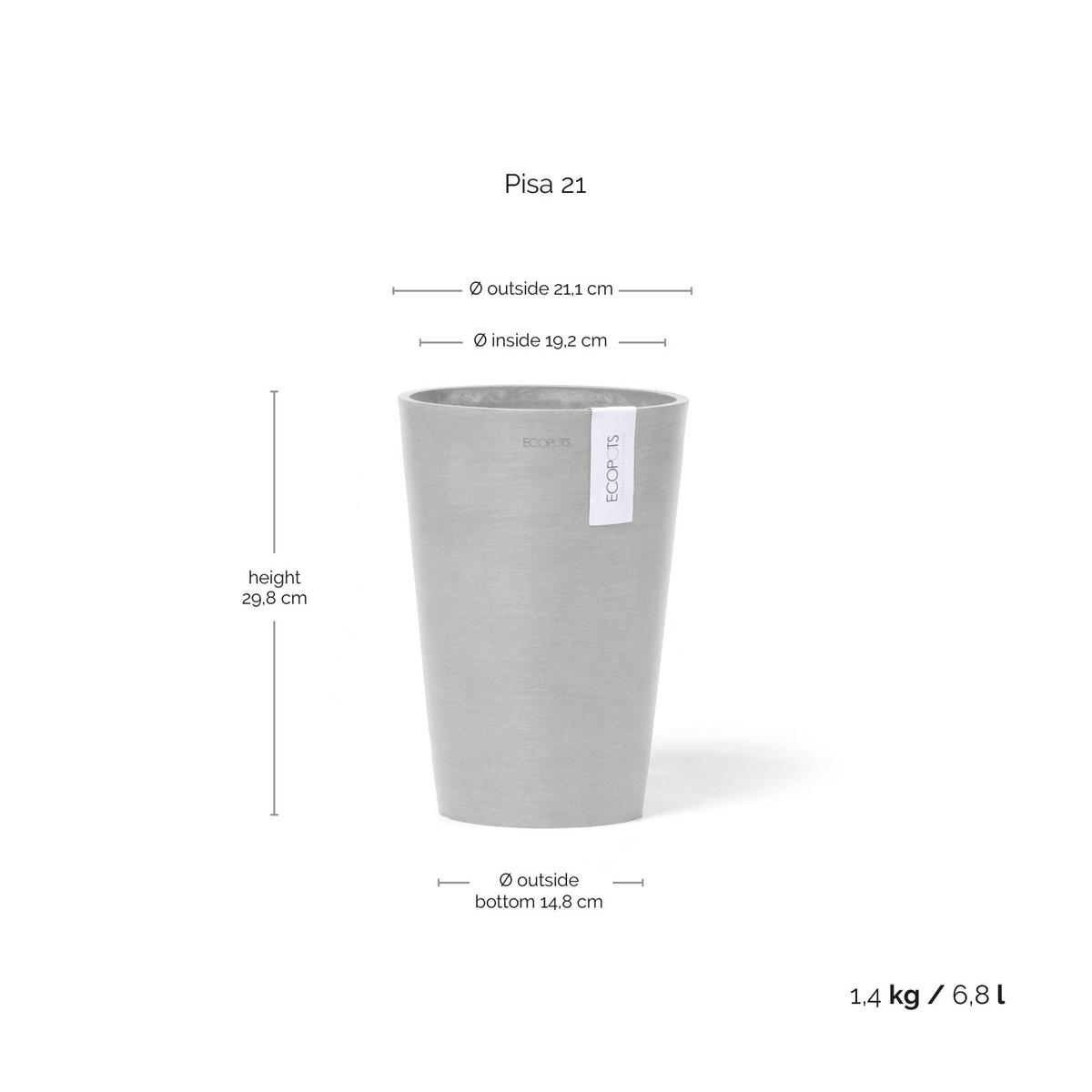 BLUMENTOPF Pisa 21,1/29,8 cm Hellgrau - Hellgrau, Kunststoff (21.1/29.8cm) - Ecopots
