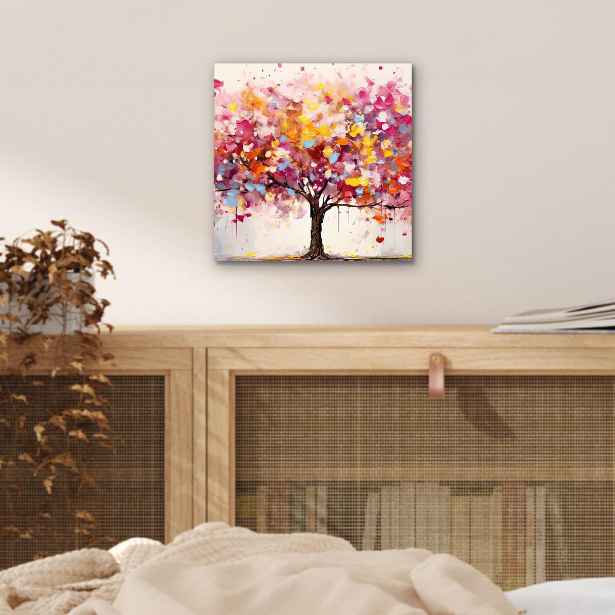 METALLBILD Aquarell - Baum - Kunst - Abstrakt 20x20 cm - Multicolor, Metall (20/20cm) - MuchoWow