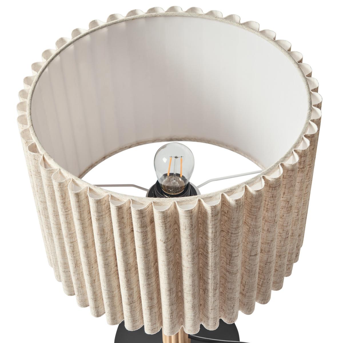 TISCHLAMPE Leinen Hellbeige Belessa - Beige/Schwarz, Textil (30/30/50cm) - Beliani
