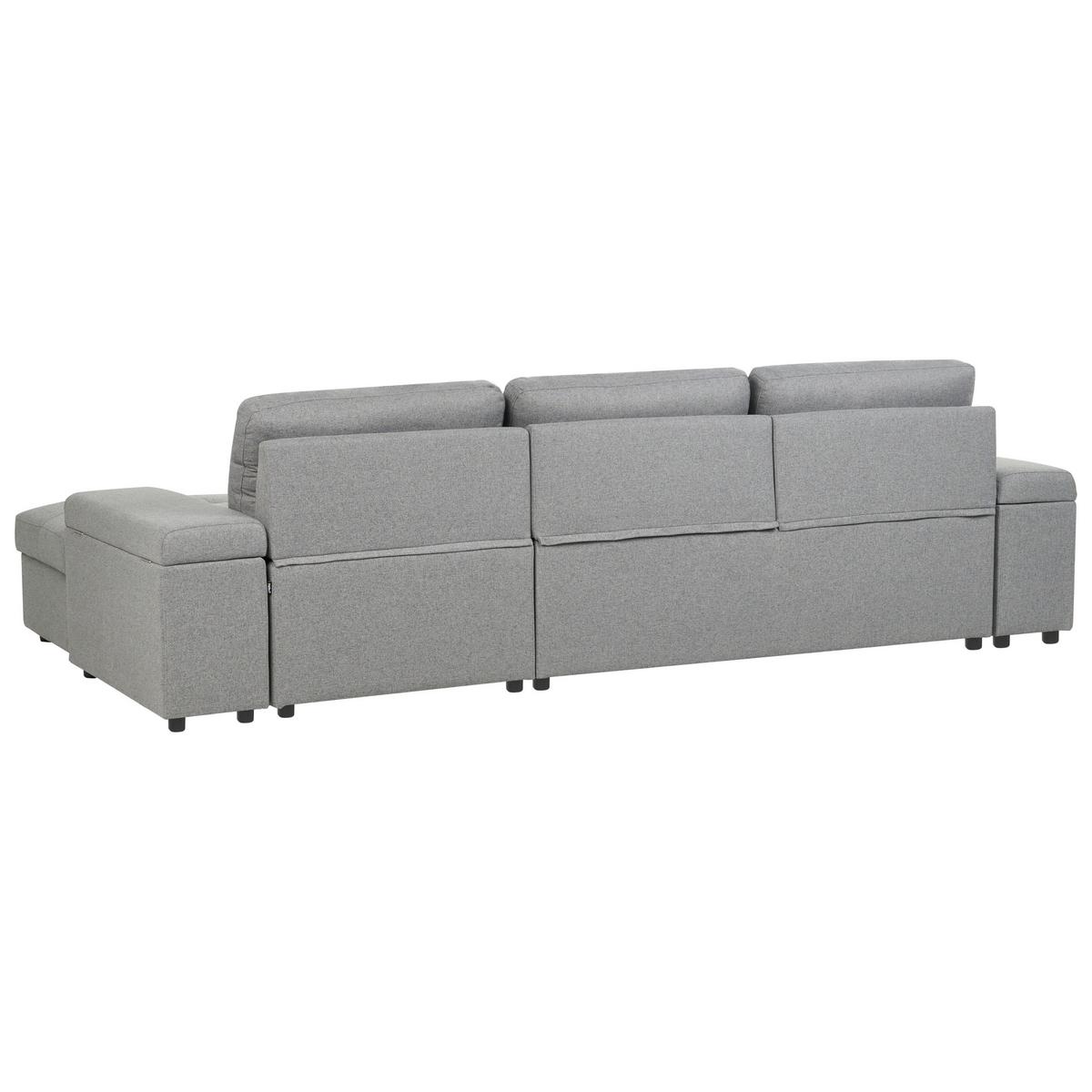 ECKSCHLAFSOFA 3-Sitzer Kunstleinen Grau mit Stauraum linksseitig Hrisey - Grau, Textil (293/161cm) - Beliani