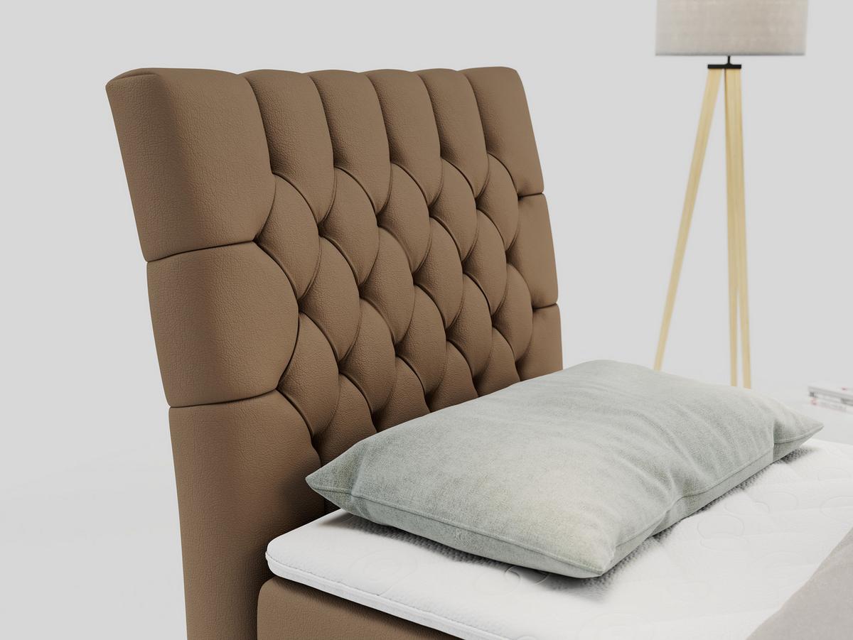 BOXBETT MILEN 90/200 Braun Kunstleder - H3 - Links Seite - Braun, Holz/Textil (90/200cm) - MKS