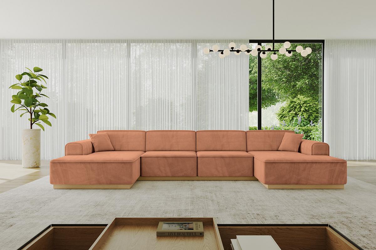 WOHNLANDSCHAFT IREA-U2-v2 - 388x171x83 cm Koralle - Koralle, Holzwerkstoff/Textil (388/83/171cm) - ALTDECOR